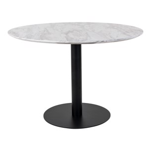 Bolzano Spisebord - Ø: 110 cm. - Marmor look og sort ben.